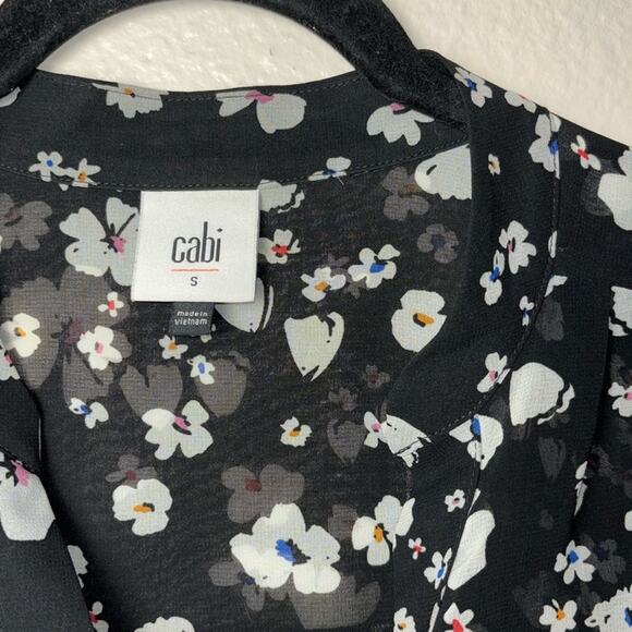Cabi Delight Blouse Sheer Long sleeve Button Up Women's Small #6079 Black/White - Picture 4 of 16